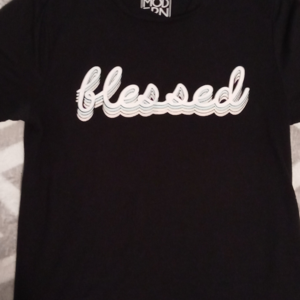 Small "Blessed" black tee. - Picture 2 of 3